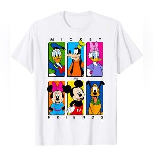 New Disney White Short Sleeve Tee with Pop Art Characters in Men size L